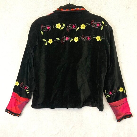 NEW Coldwater Creek Silk Velvet Blazer Jacket Womens Large Mixed Media Floral - Picture 3 of 15